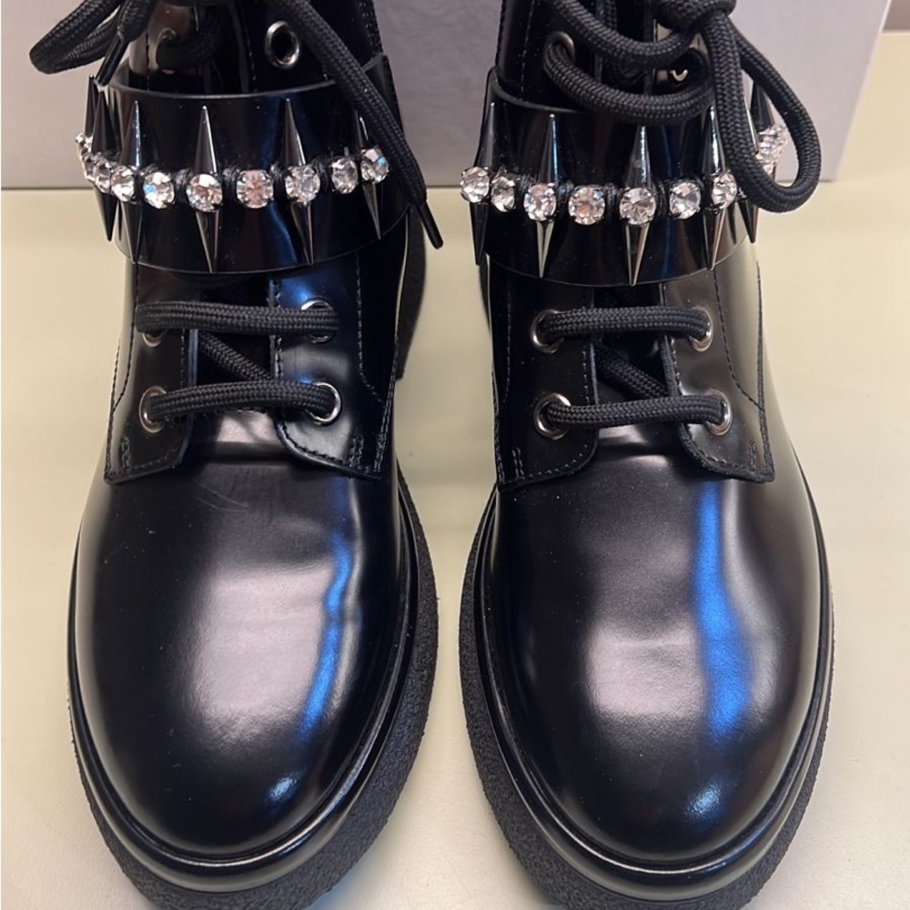 Agl MADE IN ITALY LEATHER Black Combat Moto Boots with Buckles original 615 $ - Picture 3 of 13
